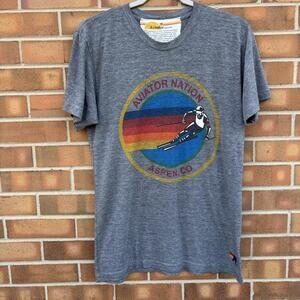 Aviator Nation Signature Aspen Tee Heather Gray Colorful Skier Unisex Medium